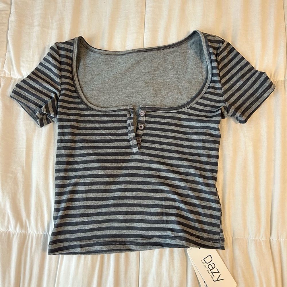 Gray Striped Women's Top